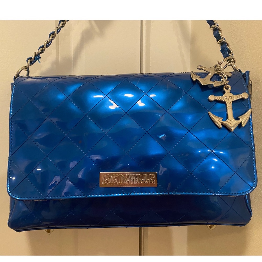 Lux de Ville Bright Blue Leopard Handbag